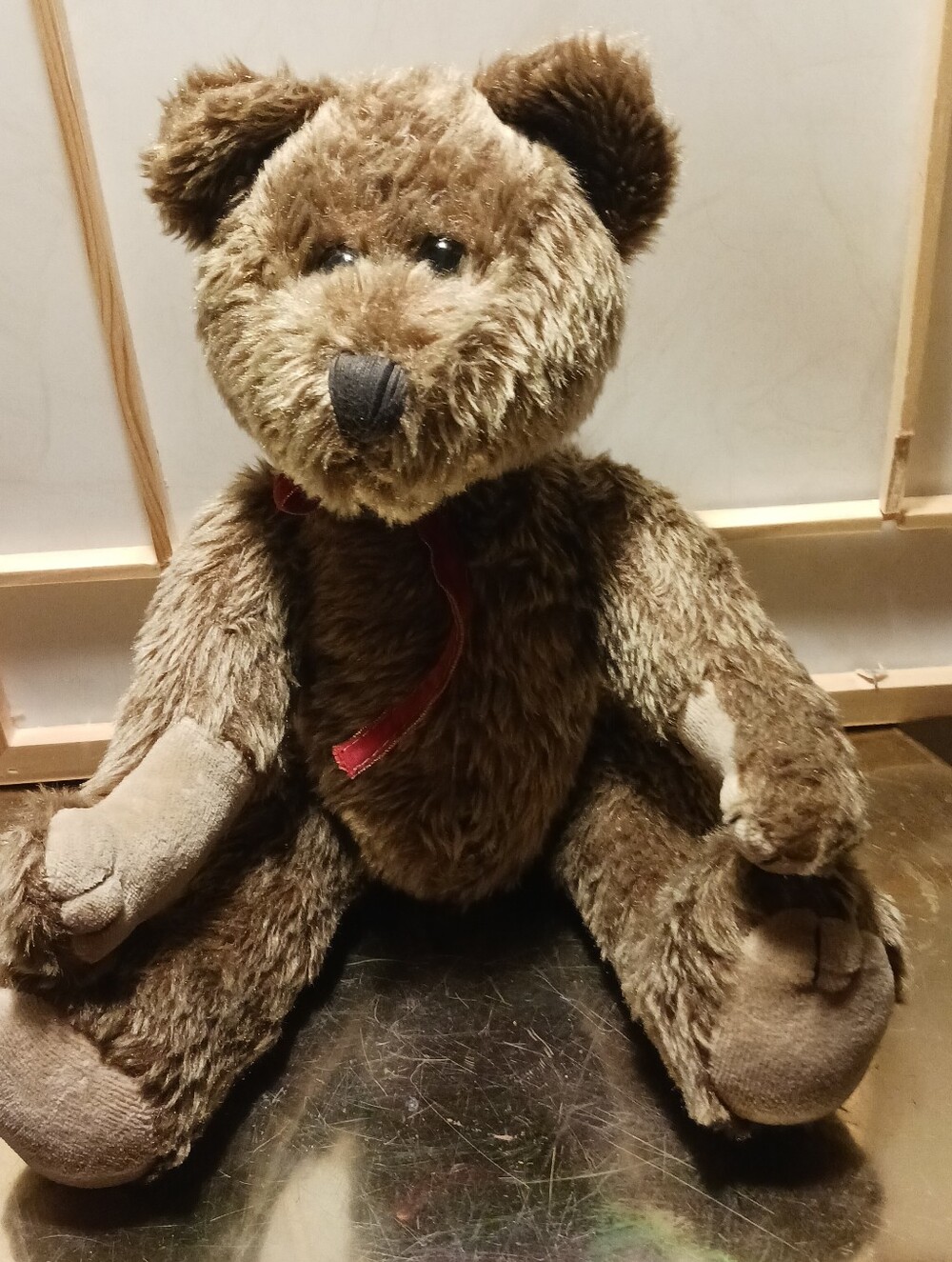 STEFF style, Brown Teddy Bear Glass Eyes Moveable Joints - Brown 14"vintage.